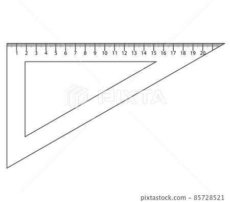 Triangle rulers and protractor, rulers marked in centimeters and inches Triangle rulers and protractor, rulers marked in centimeters and inches 85728521
