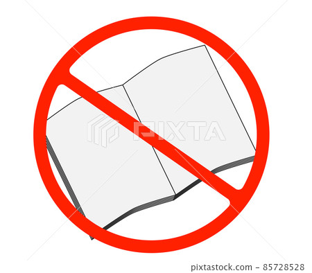 Dont read. Book sign icon. Open book symbol. Red prohibition sign. Stop symbol. Dont read. Book sign icon. Open book symbol. Red prohibition sign. Stop symbol. 85728528