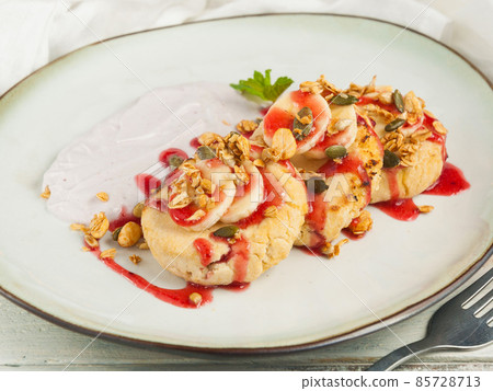 tasty pancake of tofu. Healthy vegetarian food 85728713