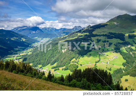 Mountain landscape in The Grand-Bornand, France 85728857