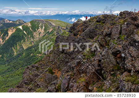 Climbers on the Yatsugatake mountain range and the summit of Mt. Aka and Mt. Iou and Mt. Tengu 85728910
