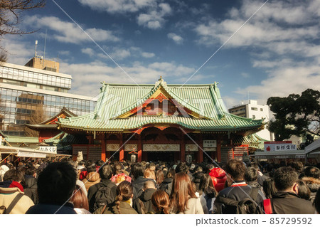 Kanda Myojin Shrine, the first visitor and the precincts of the shrine 85729592