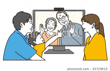 Family having a videophone conversation 85729618
