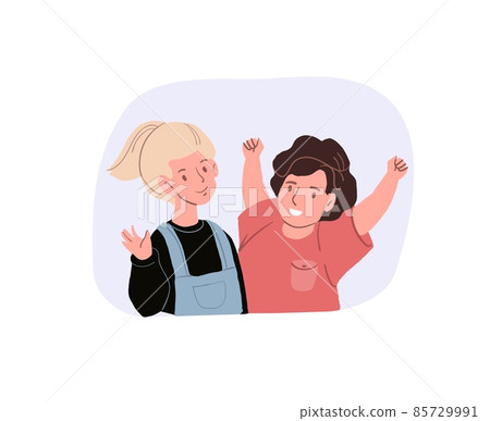 Flat cartoon kids characters,happy childhood vector illustration concept Flat cartoon kids characters,happy childhood vector illustration concept 85729991