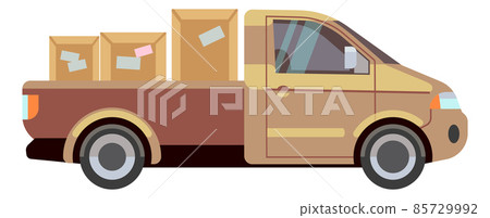 Pickup truck delivering cargo boxes. Shipping service car Pickup truck delivering cargo boxes. Shipping service car 85729992