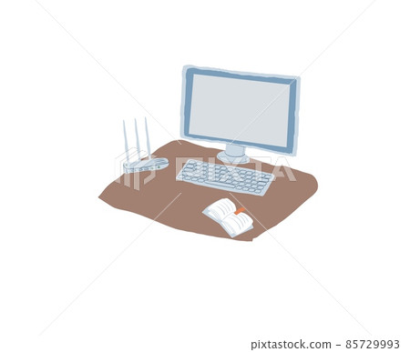 Flat cartoon computer monitor and keyboard,electronic office equipment and modern digital technologies vector illustration concept Flat cartoon computer monitor and keyboard,electronic office equipment and modern digital technologies vector illustration concept 85729993