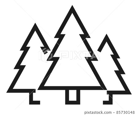 Three fir trees icon. Forest symbol. Conifer park sign 85730148