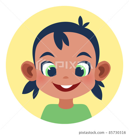 Cute little girl avatar. Round profile picture 85730316