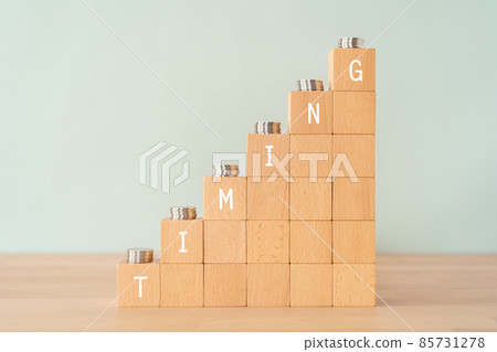 Blocks and coins labeled "TIMING" Blocks and coins labeled "TIMING" 85731278
