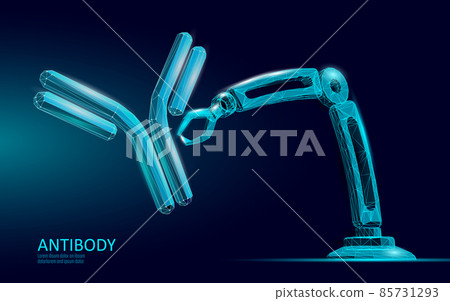 Antibody immunoglobulin coronavirus vaccine result. 3D medical infection model. Immunization COVID poster template. Blood test green pass certificate vector illustration 85731293