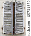 White Window Shutters Flowers 85731879