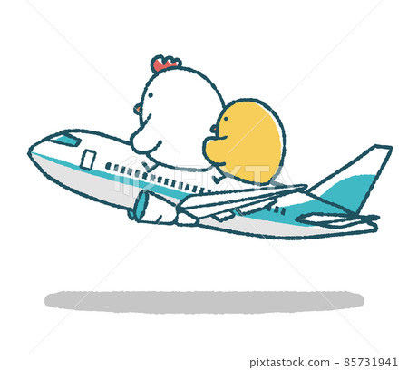 鬆散的雞和小雞登上飛機 85731941