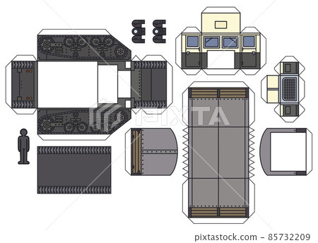 The paper model of an old tracked truck The paper model of an old tracked truck 85732209