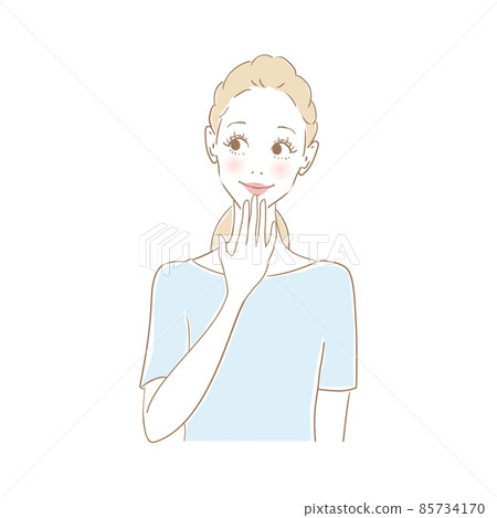 思考女性的面部表情 思考女性的面部表情 85734170