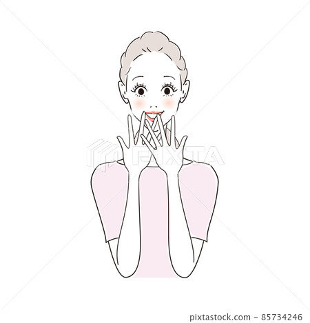 女性面部表情快樂 女性面部表情快樂 85734246