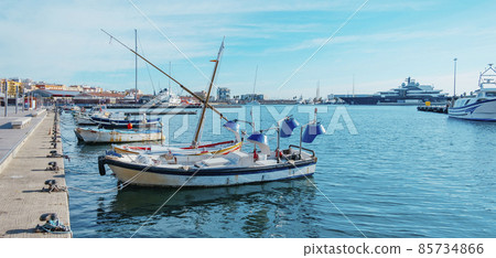 boats at the port of Tarragona, Spain, web banner boats at the port of Tarragona, Spain, web banner 85734866