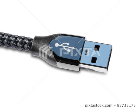 USB type A knitting wire cable on white background 85735175