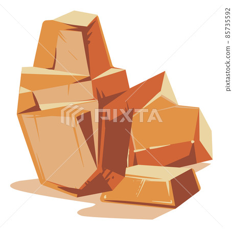 Desert rock pile. Yellow stones in cartoon style 85735592