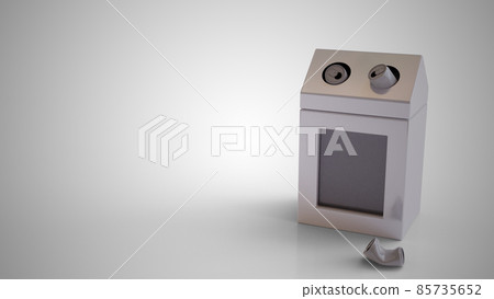 3D illustration material of empty cans and trash cans Image material of environmental problems 3D rendering 85735652