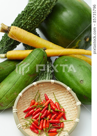 Group photo of Okinawa island vegetables with plenty of vitamins Group photo of Okinawa island vegetables with plenty of vitamins 85735796