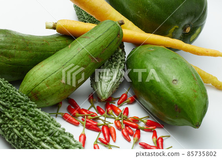 Group photo of Okinawa island vegetables with plenty of vitamins Group photo of Okinawa island vegetables with plenty of vitamins 85735802