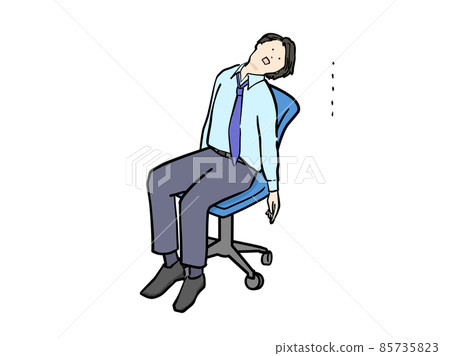 Illustration of a man in a suit in a state of weakness and absentmindedness Illustration of a man in a suit in a state of weakness and absentmindedness 85735823
