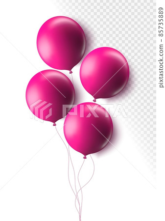 Realistic pink 3d balloons isolated on transparent background. Air balloons for Birthday parties, celebrate anniversary, weddings festive season decorations. Helium vector round balloon. Realistic pink 3d balloons isolated on transparent background. Air balloons for Birthday parties, celebrate anniversary, weddings festive season decorations. Helium vector round balloon. 85735889