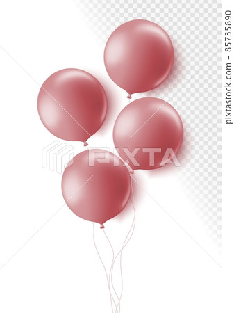 Realistic rose 3d balloons isolated on transparent background. Air balloons for Birthday parties, celebrate anniversary, weddings festive season decorations. Helium vector round balloon. Realistic rose 3d balloons isolated on transparent background. Air balloons for Birthday parties, celebrate anniversary, weddings festive season decorations. Helium vector round balloon. 85735890