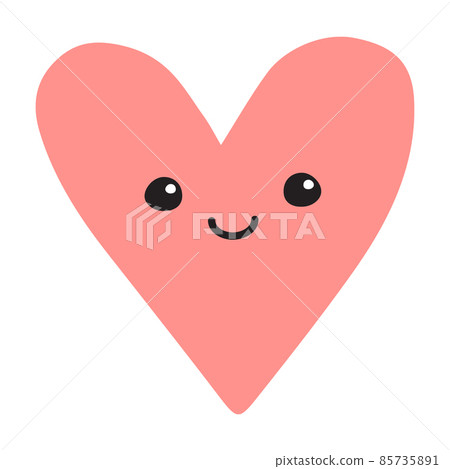 Vector hand drawn pink heart with face 85735891