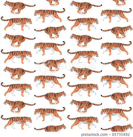 Vector seamless pattern of flat tigers 85735892