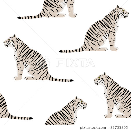 Vector seamless pattern of flat sitting tiger Vector seamless pattern of flat sitting tiger 85735895