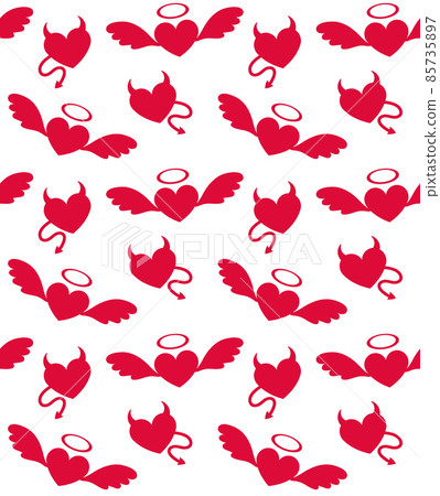 Vector seamless pattern of heart angel and devil Vector seamless pattern of heart angel and devil 85735897