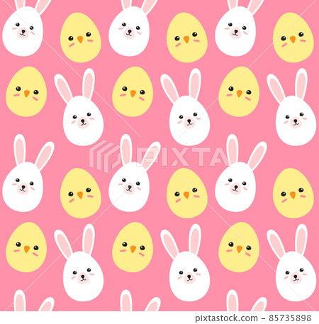 Vector seamless pattern of egg with rabbit chick 85735898