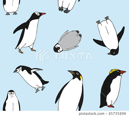 Vector seamless pattern of hand drawn penguins Vector seamless pattern of hand drawn penguins 85735899