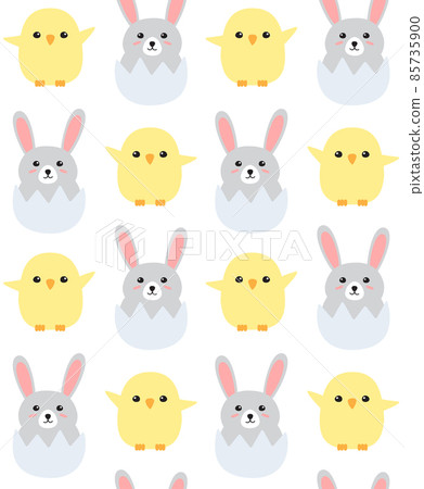 Vector seamless pattern of easter rabbit and chick 85735900