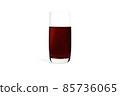 Glass of fresh sweet berry juice isolated on white background. 3D rendering realistic illustration. Glass for water. Vegan juice. Cleansing and detox. Empty liquid container. 85736065