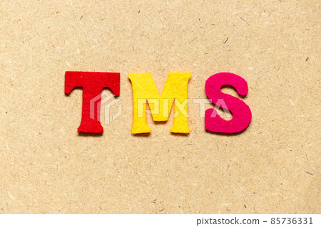 Color cloth alphabet letter in word TMS (Abbreviation of Transportation management system or Transcranial magnetic stimulation) on wood background Color cloth alphabet letter in word TMS (Abbreviation of Transportation management system or Transcranial magnetic stimulation) on wood background 85736331