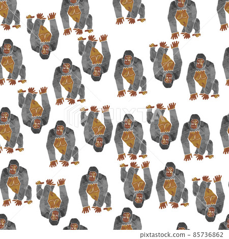 山地大猩猩的無縫模式。紡織品、壁紙和包裝紙設計。 85736862