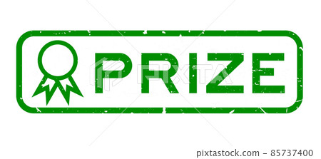 Grunge green prize word with badge icon square rubber seal stamp on white background Grunge green prize word with badge icon square rubber seal stamp on white background 85737400