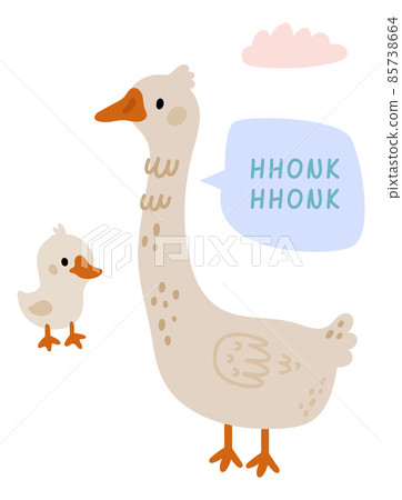Goose talking. Cute farm animal making hhonk sound 85738664