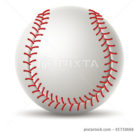 Baseball ball. Realistic white sphere with red stitches 85738666