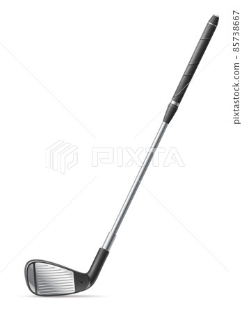 Realistic golf club. 3d silver stick. Golfer equipment Realistic golf club. 3d silver stick. Golfer equipment 85738667