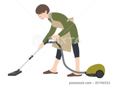 Illustration material: A woman wearing an apron... - Stock Illustration ...