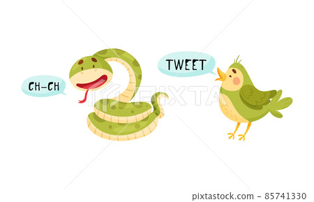 Cute snake and bird animals making sounds set cartoon vector illustration Cute snake and bird animals making sounds set cartoon vector illustration 85741330
