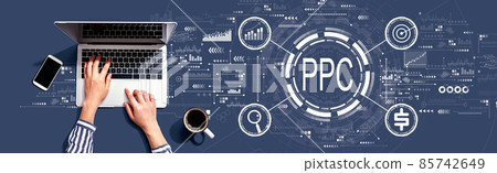 PPC - Pay per click concept with person using laptop 85742649