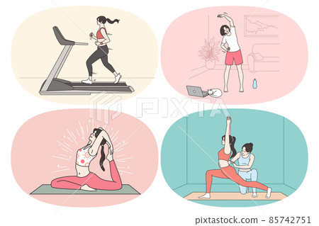 Sporty lifestyle of modern woman concept Sporty lifestyle of modern woman concept 85742751