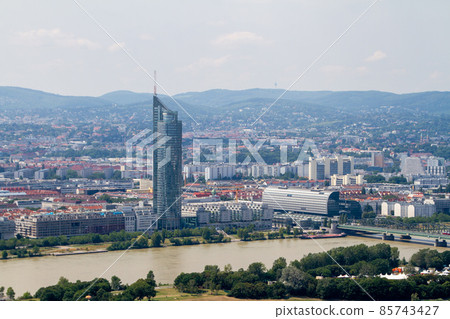 Austria, Vienna, aerial view of the Millenium Tower Austria, Vienna, aerial view of the Millenium Tower 85743427