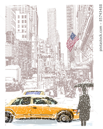 View of Manhattan under snow 85743488