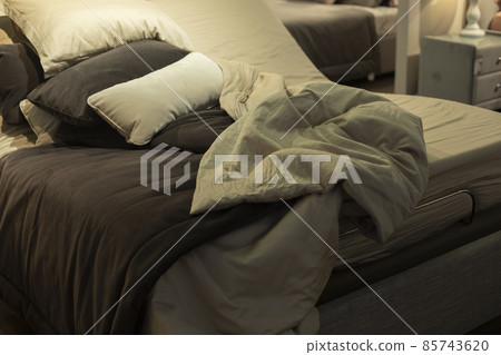 Bed for sleeping. Bedroom in the apartment. Bed for sleeping. Bedroom in the apartment. 85743620