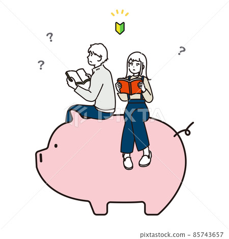 Illustration material of a couple studying money while worrying 85743657